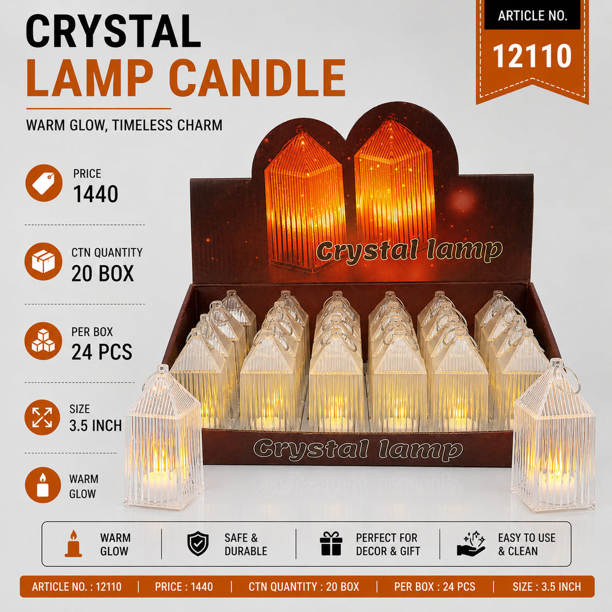 Crystal Lamp Candle Pack of 48