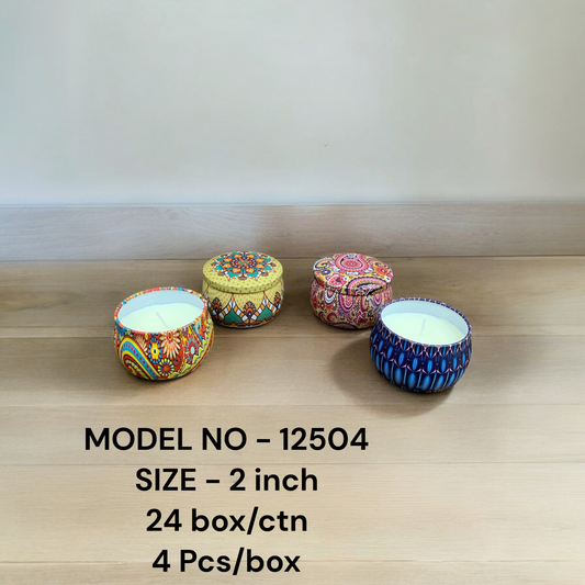 Decorative Printed Pattern Container Candles Pack of 8