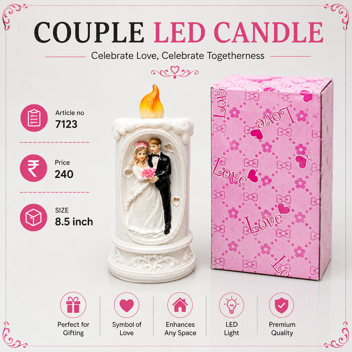 Couple LED Candle Pack of 3