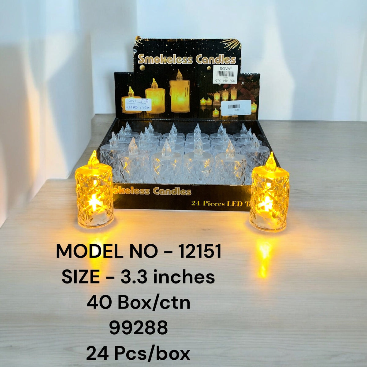 Crystal Textured Smokeless LED Candle Pack of 72