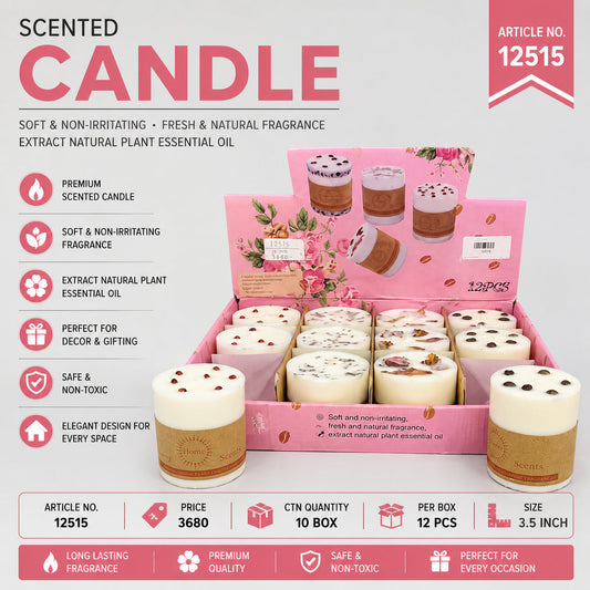Decorative Scented Jar Candle Pack of 12
