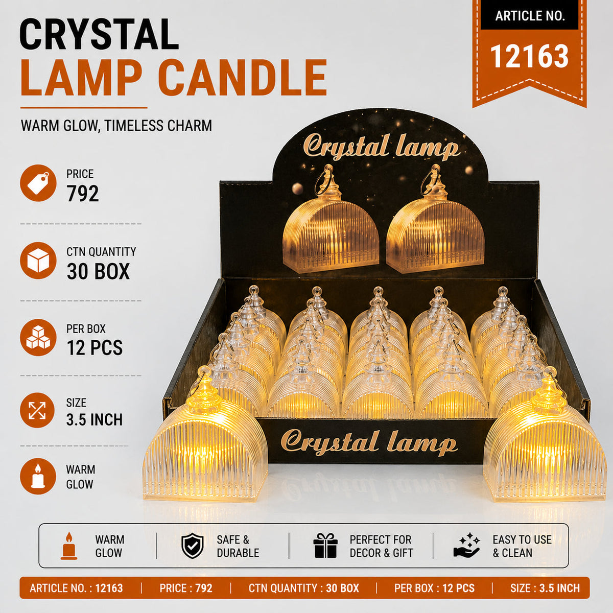 Crystal Lamp Candle Pack of 24