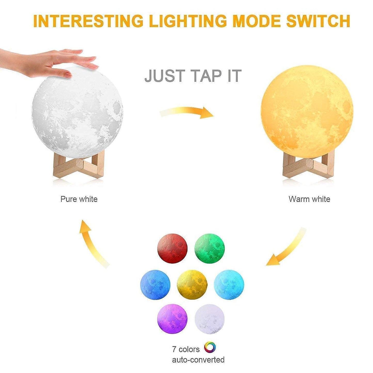3D 7 Color Changing Moon Night Lamp